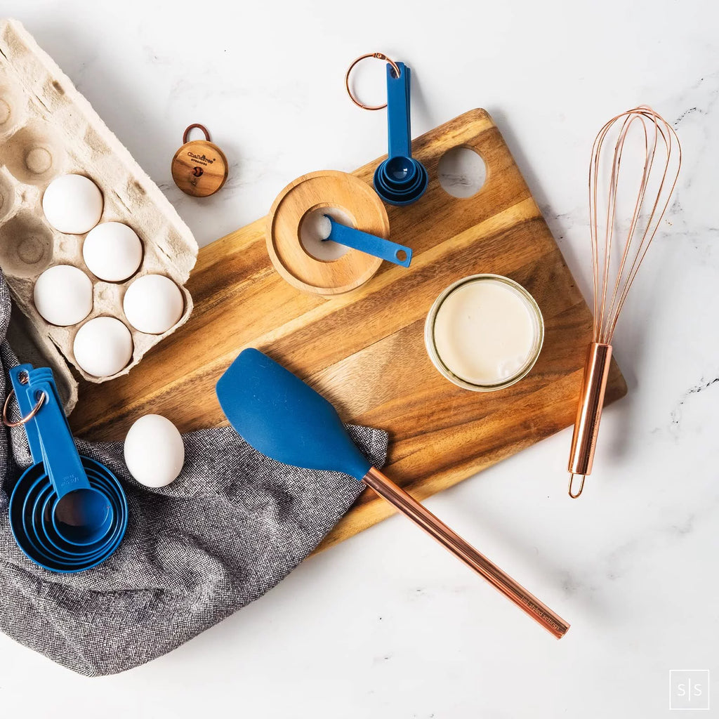 17 Pc Copper and Blue Silicone Kitchen Utensils Set I9528