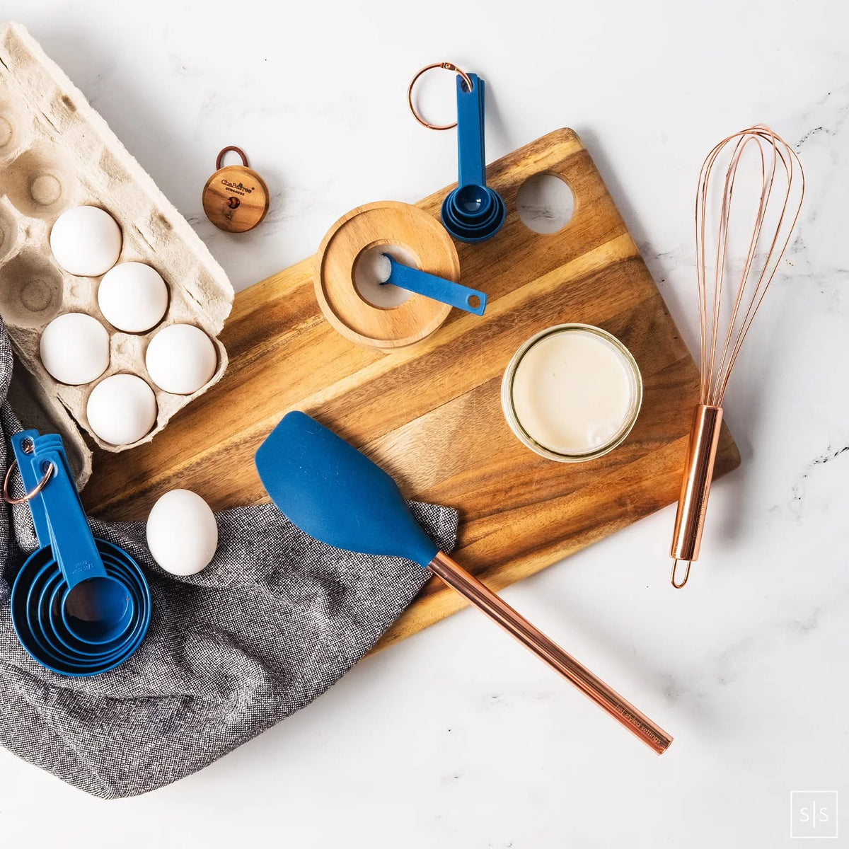 17 Pc Copper and Blue Silicone Kitchen Utensils Set I9528