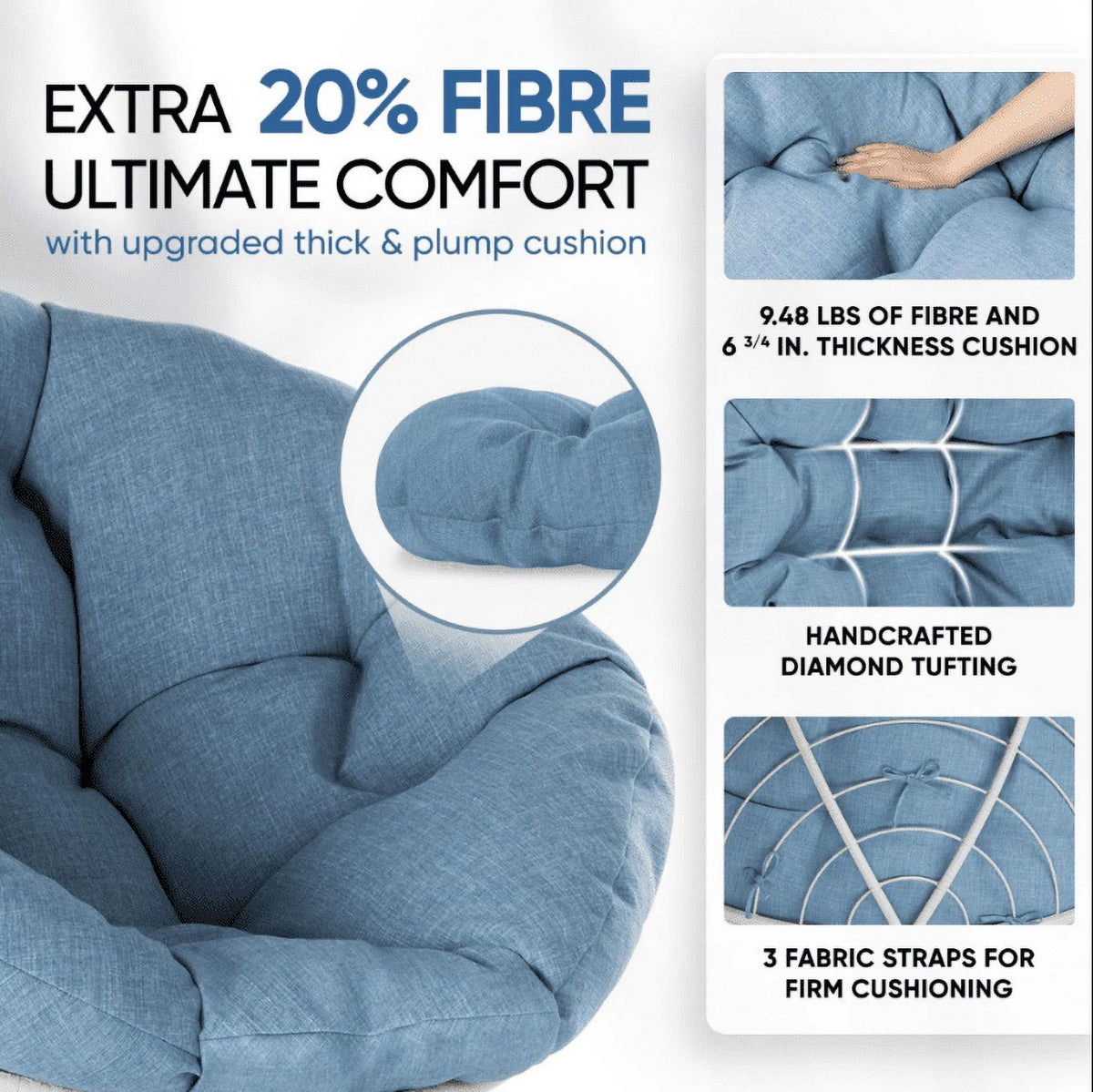 360 Swivel Papasan Chair with Fabric Cushion N43719