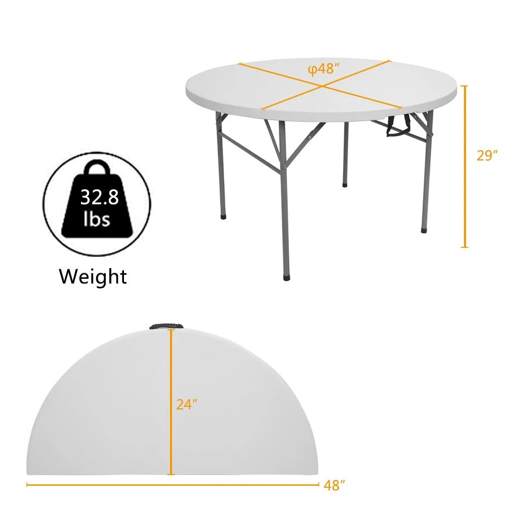 48" Round White Folding Plastic Table O541528