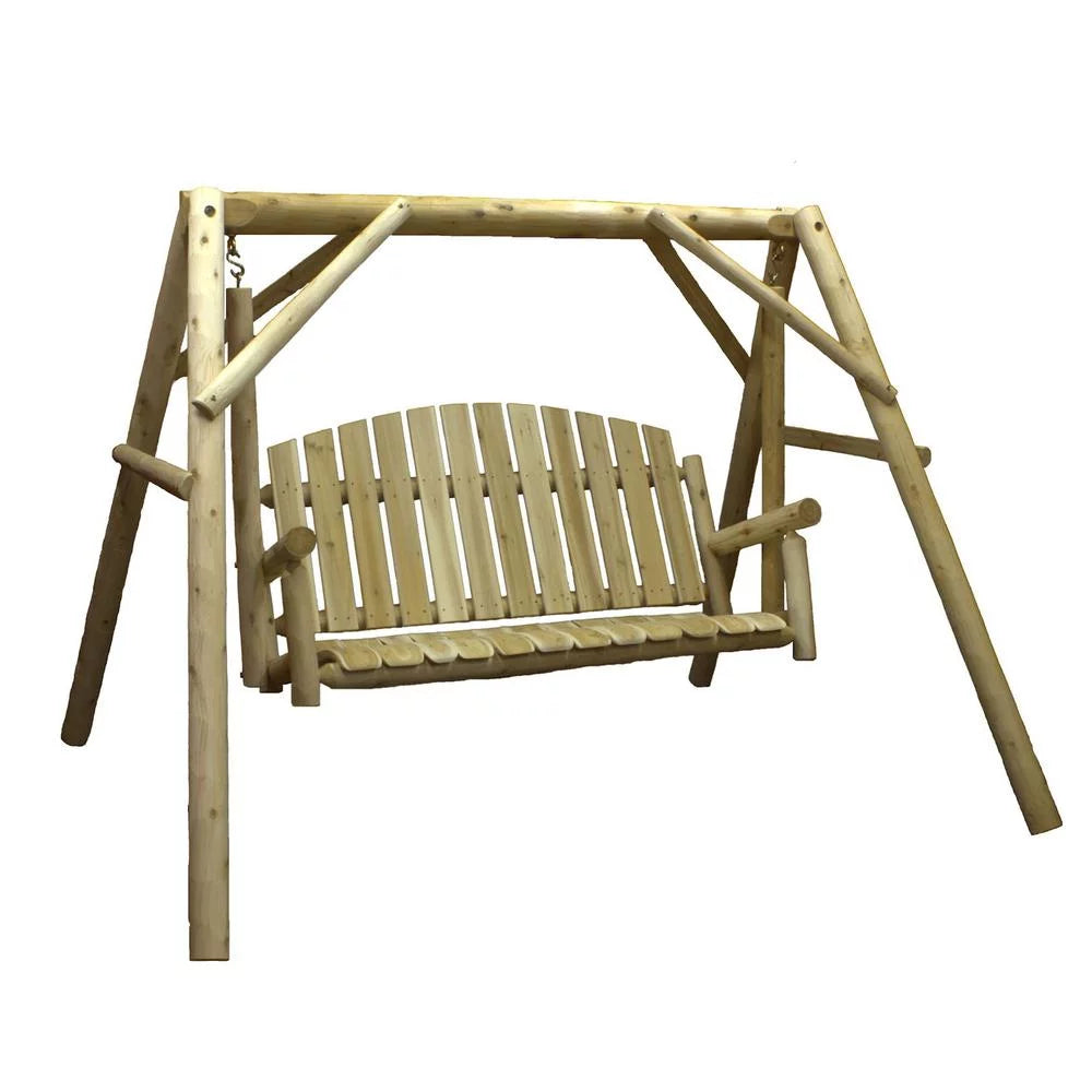 Cedar Outdoor Porch Swing and Stand Set with End Table P943