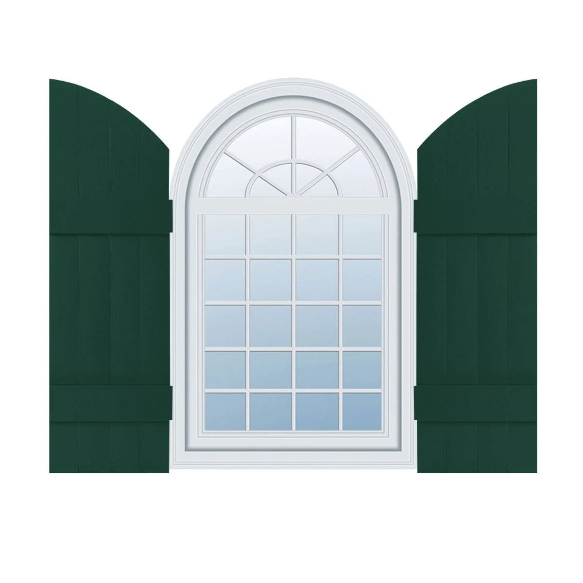 Midnight Green Vinyl Board and Batten Shutters Pair W5422