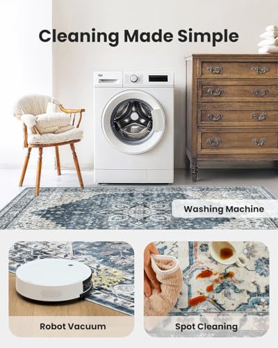 8x10 Washable Low-Profile Area Rug with Non-Slip Backing K7413