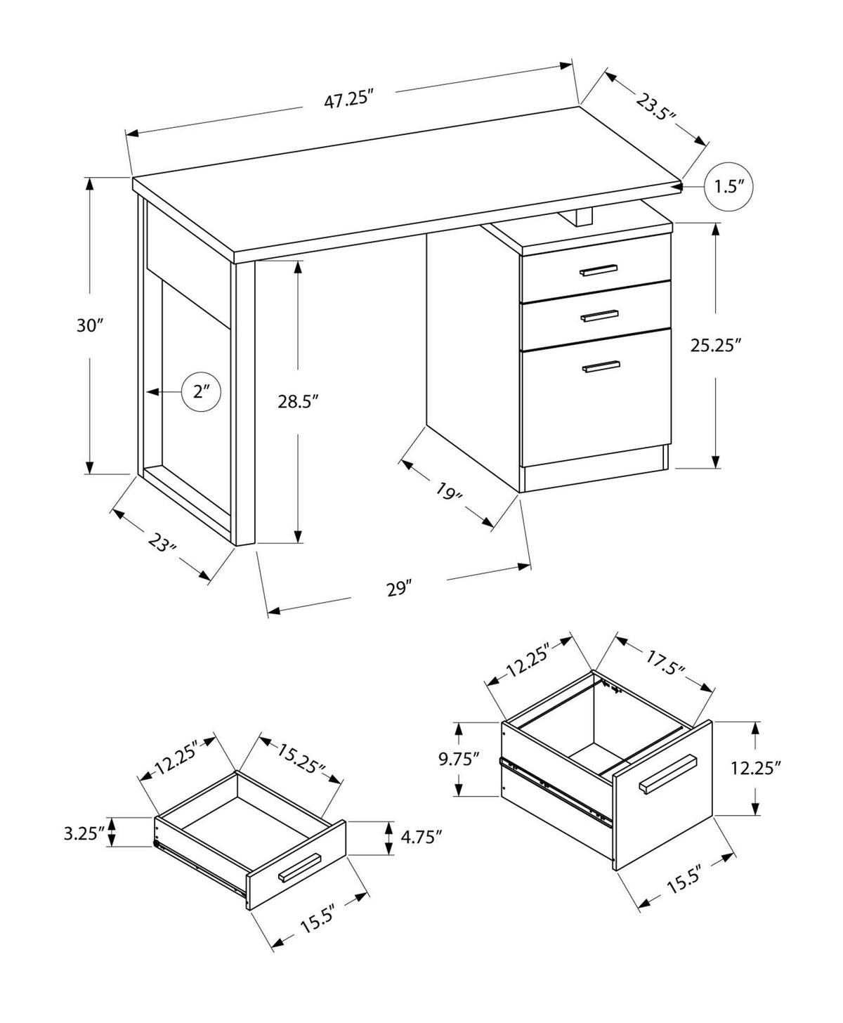 Grey Reclaimed Wood Computer Desk V728832