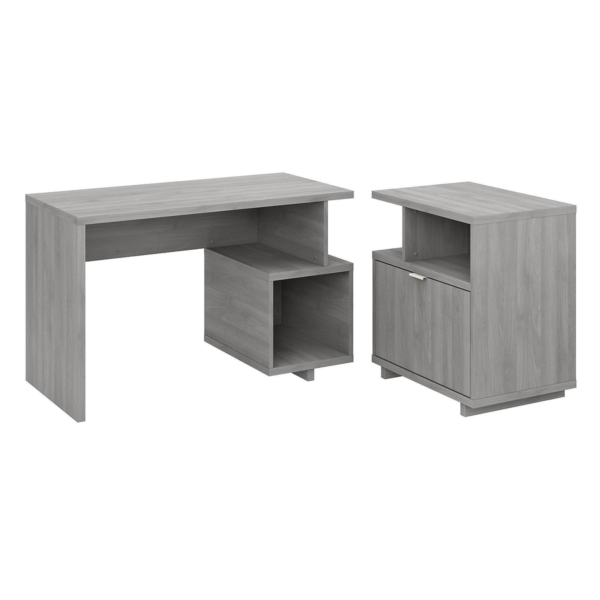 48W Writing Desk with Lateral File Cabinet Pure White X7953