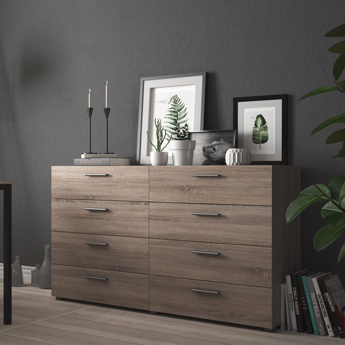 White 8 Drawer Double Dresser D119