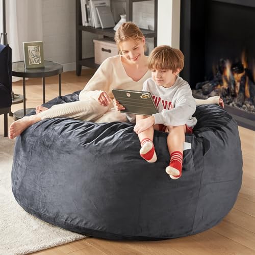 Charcoal Grey 4 FT Machine Washable Mink Bean Bag Chair H7559