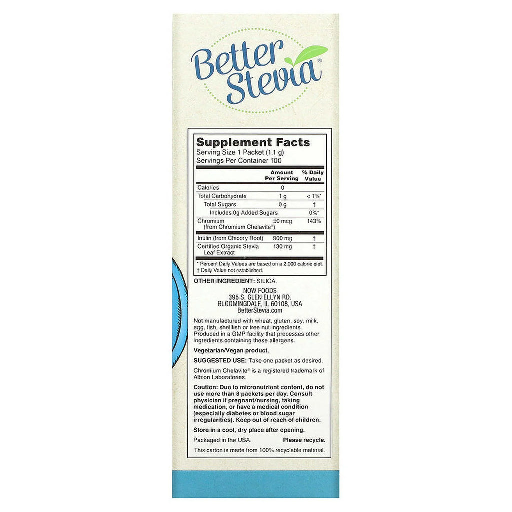 Stevia Packets 100 Packets 3.9 oz Pack of 4 V93003