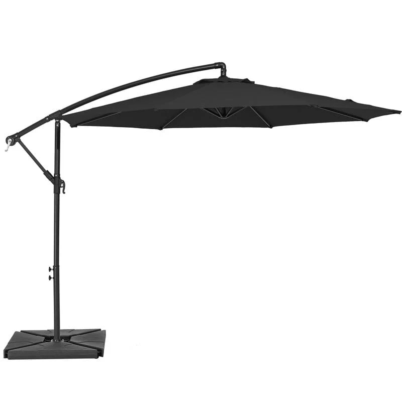 10ft Heavy Duty Offset Cantilever Patio Umbrella with 4-Piece Base W659907