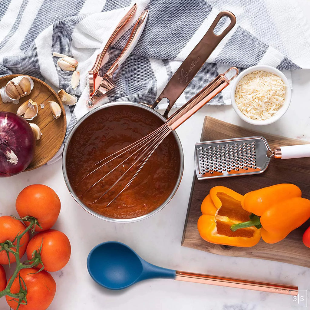 17 Pc Copper and Blue Silicone Kitchen Utensils Set I9528