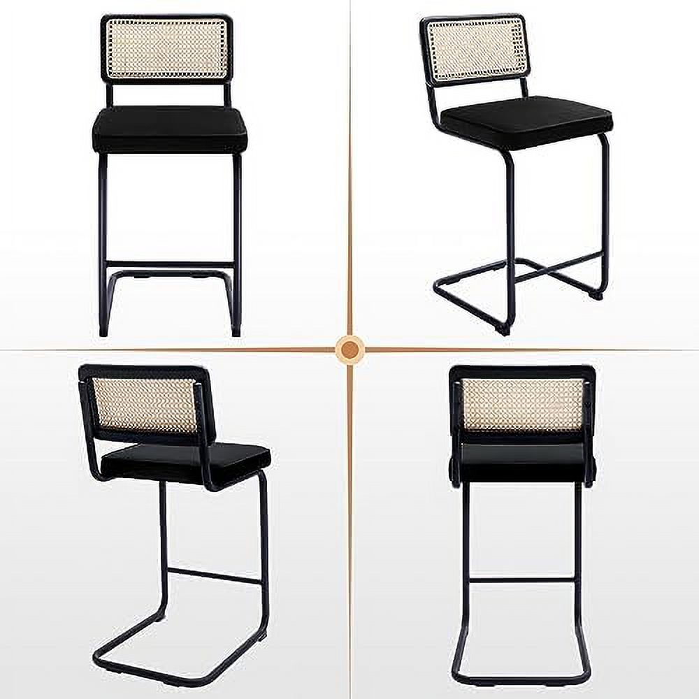 Rattan Counter Height Stools Set of 2 24'' Faux Leather X734