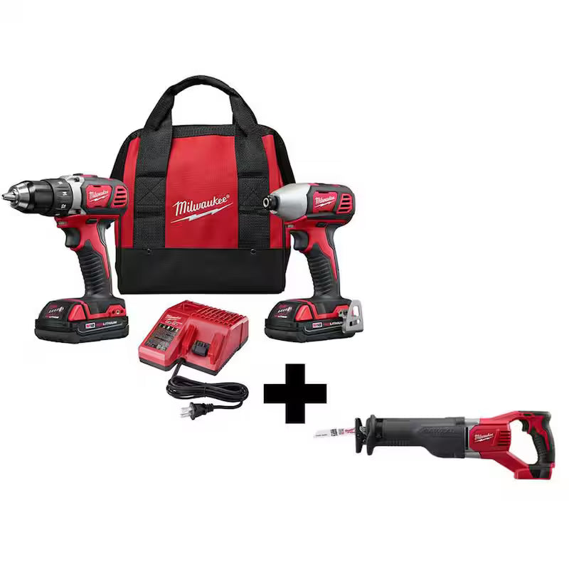 18V Cordless Drill Driver Impact Driver Combo Kit with Reciprocating Saw K523