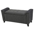 Tufted Fabric Armed Storage Ottoman Bench H514779