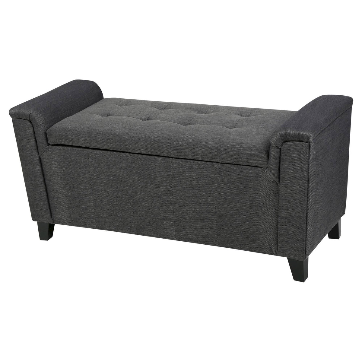 Tufted Fabric Armed Storage Ottoman Bench H514779