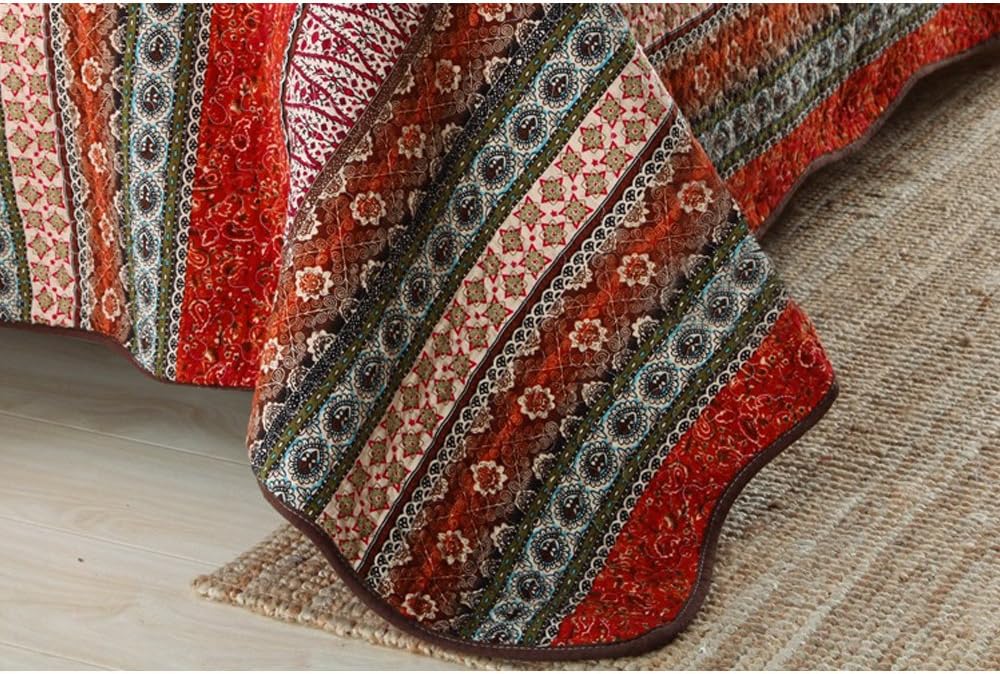 King Size Cotton Patchwork Bedspread Quilt Set L74154