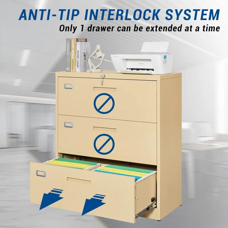 3 Drawer Lockable Metal File Cabinet W800819
