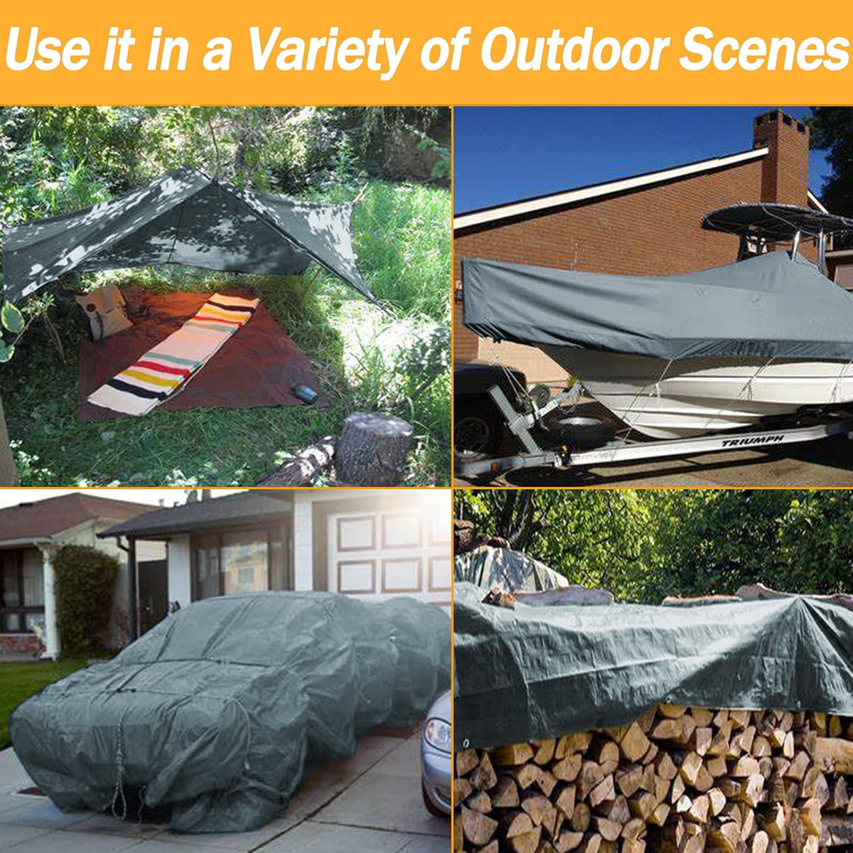 18x24 Heavy Duty Waterproof Polyethylene Tarp Pack of 2 E6444
