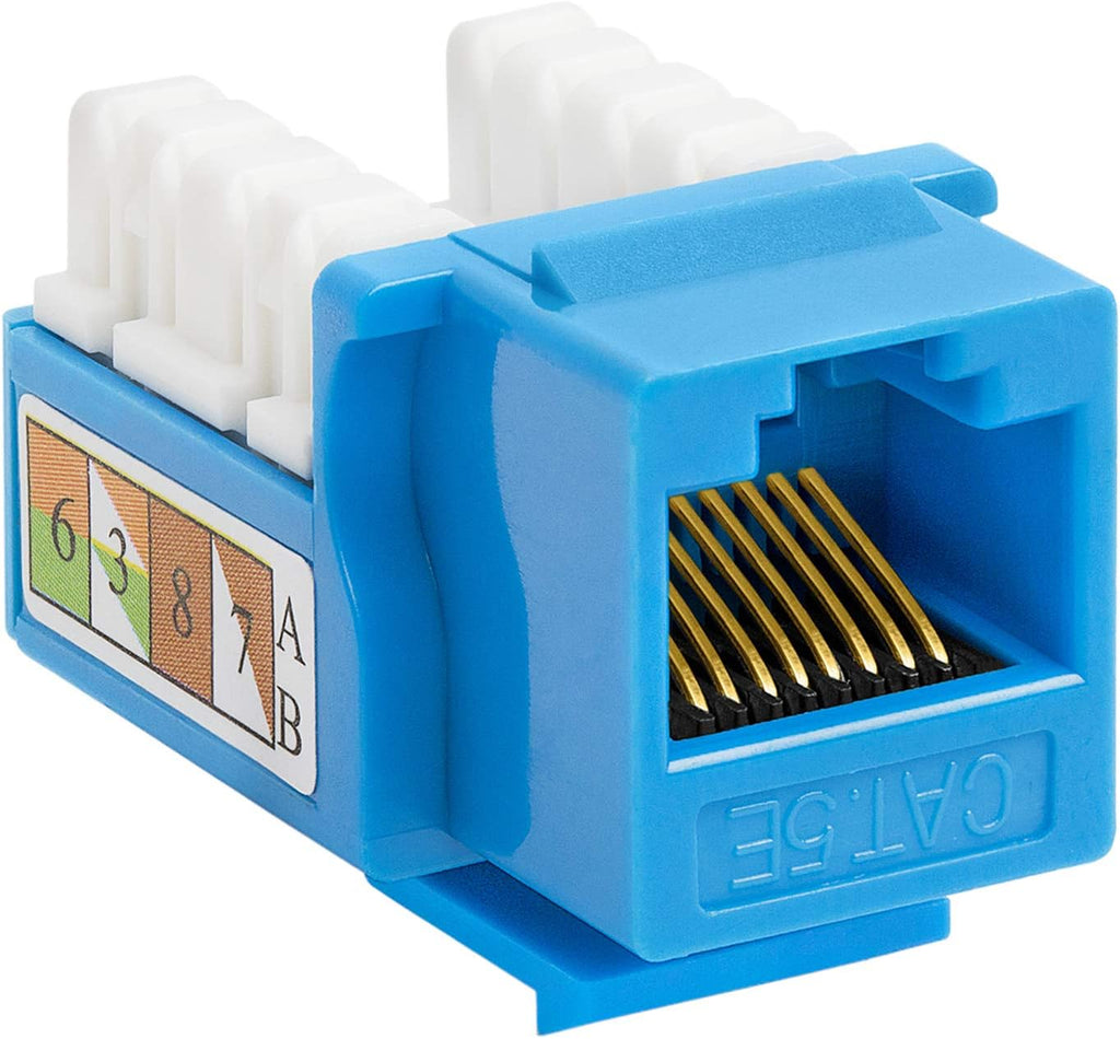 Cat5e Punch Down Keystone Jack RJ45 Female Adapter Blue Pack of 2 D561