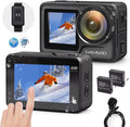 4K 60FPS Waterproof Action Camera with Stabilization, WiFi, Dual Screen, 2 Batteries N5616