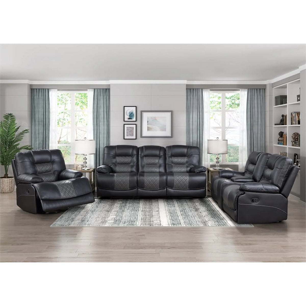 Gray Faux Leather Swivel Glider Reclining Chair K161