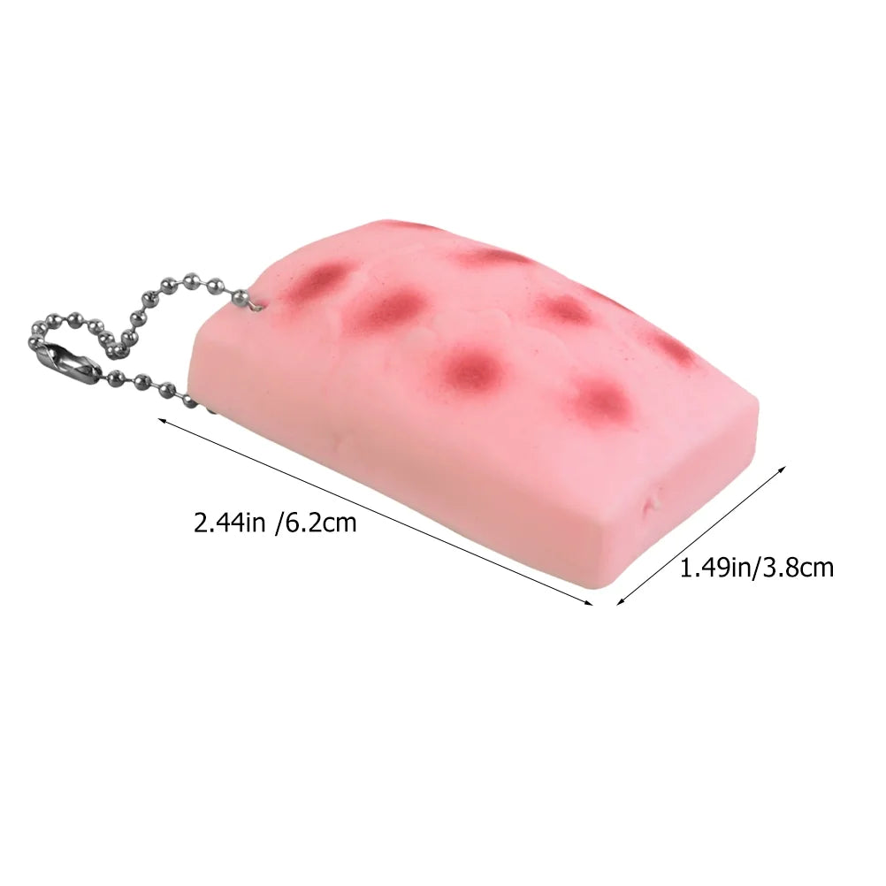 3 Pcs Squeeze Tofu Toy Cartoon Miniature Key Hanging Decor K5833