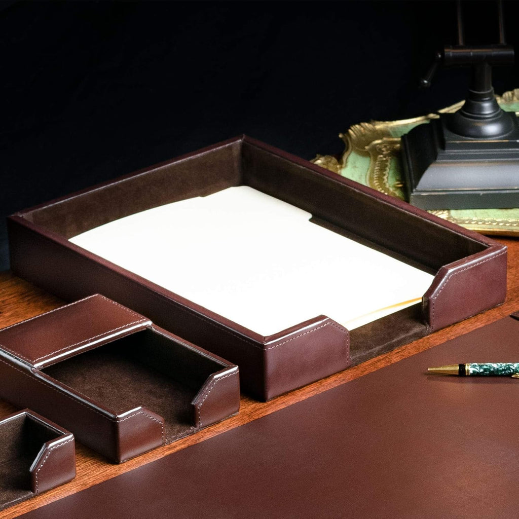 Dark Brown Bonded Leather Letter Tray Pack of 2 G32959