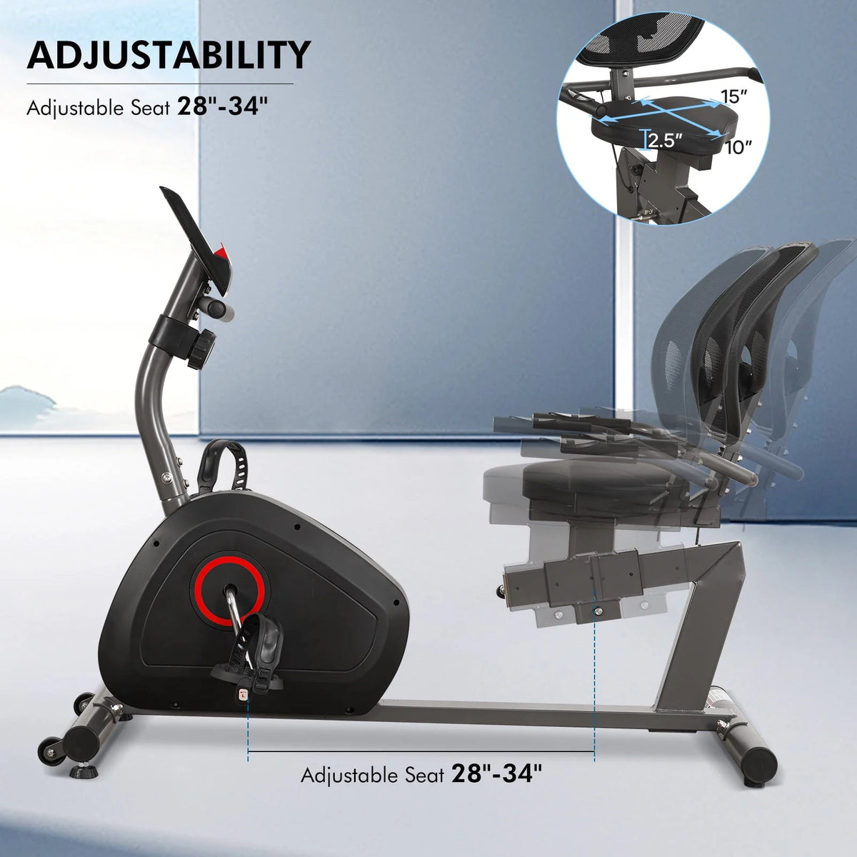 Recumbent Exercise Bike 8 Levels Quiet F4894
