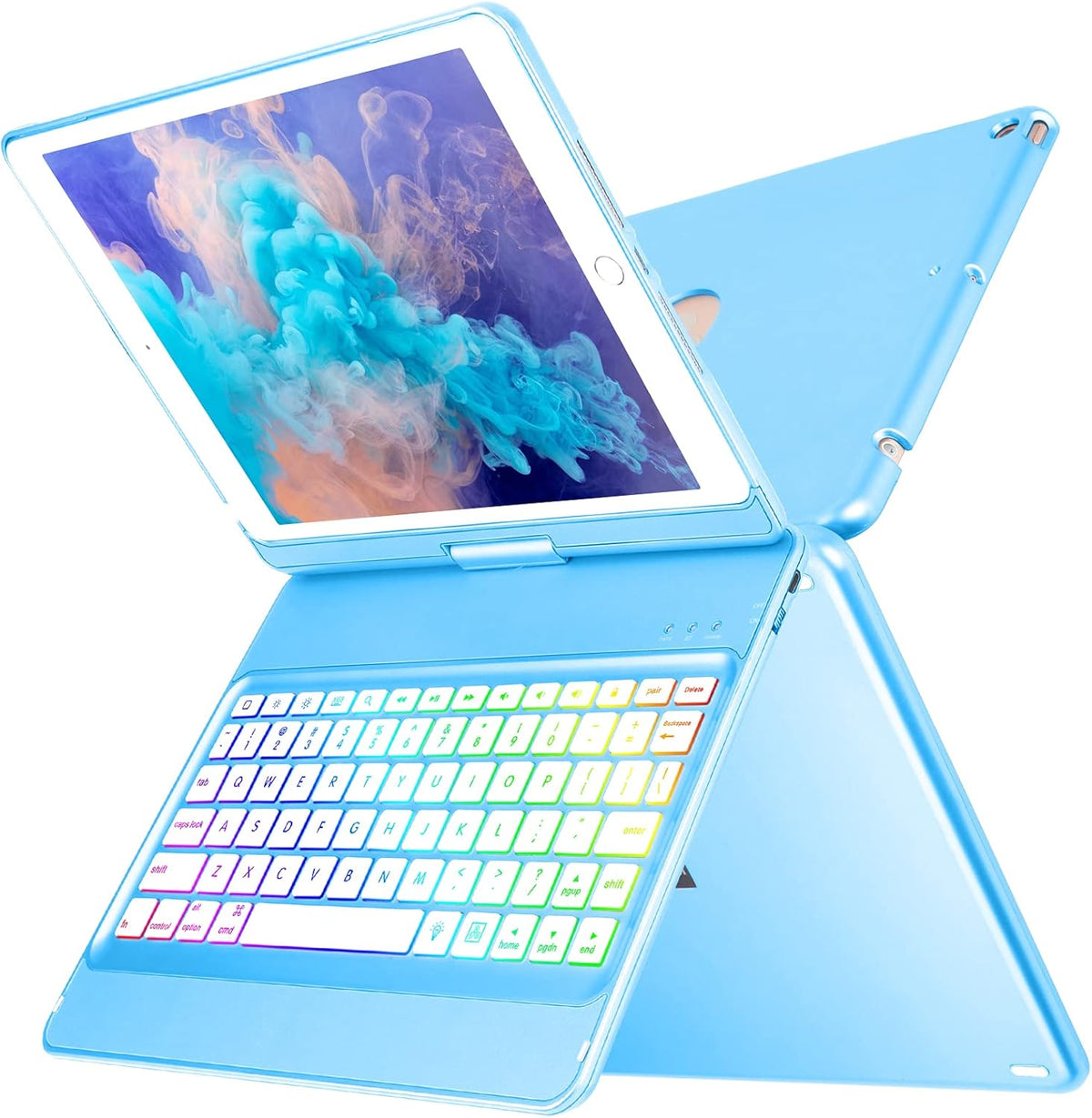 10 Color Backlit 360 Rotatable Keyboard Case N702