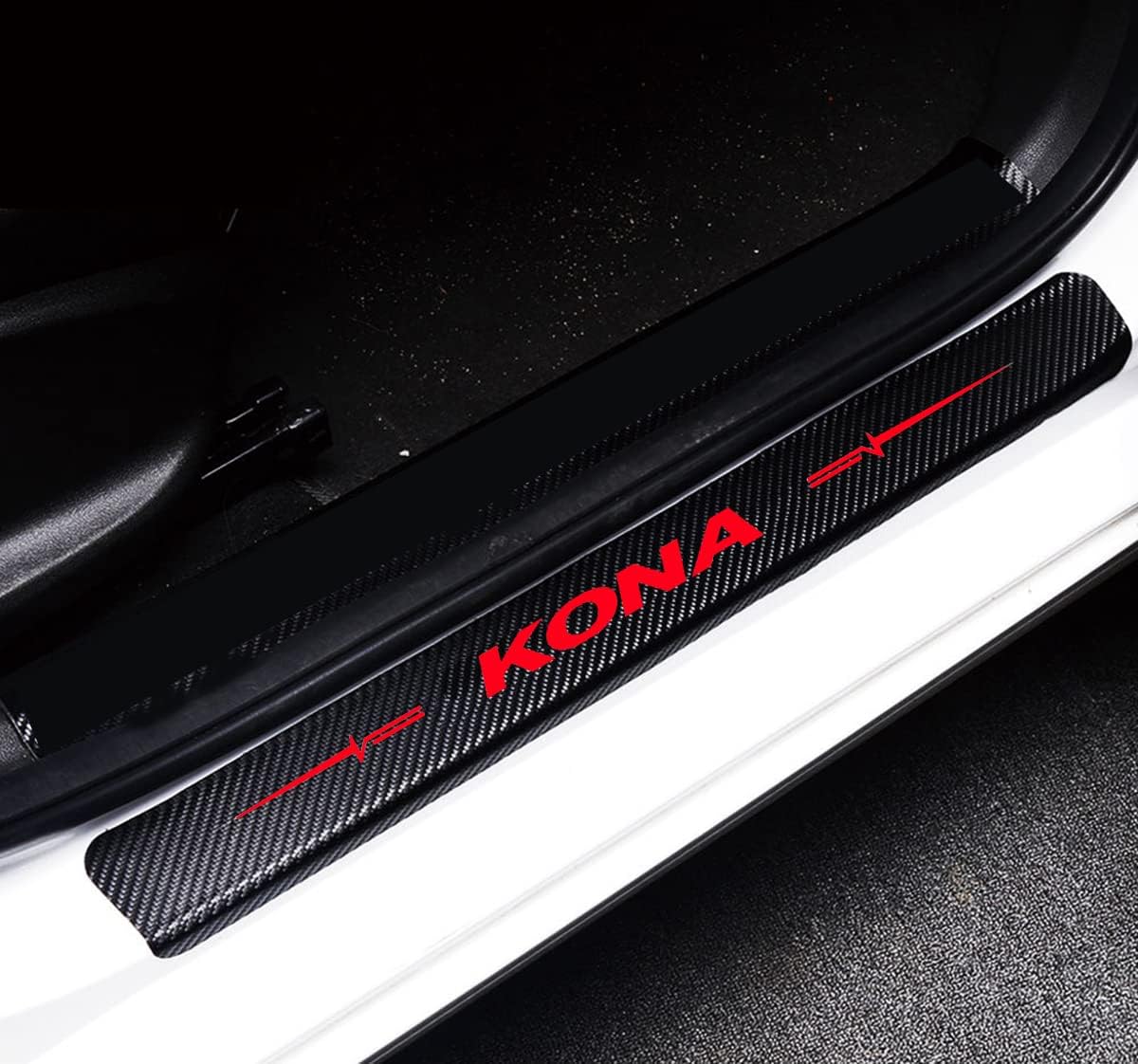 4Pcs Reflective 4D Carbon Fiber Leather Door Sill Protector Sticker W9184