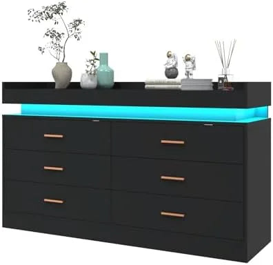9 Drawer White Dresser with LED Light L92552