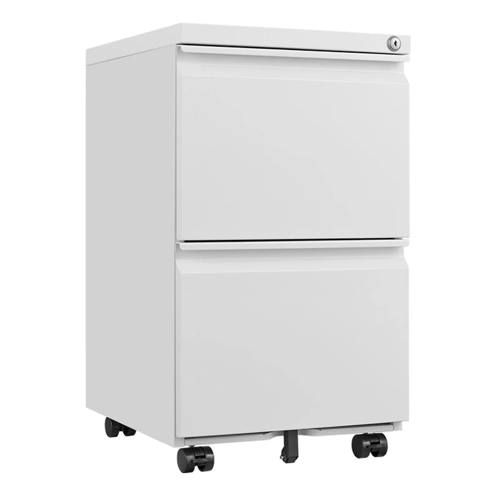 Black 2 Drawer Metal Mobile File Cabinet with Lock W179