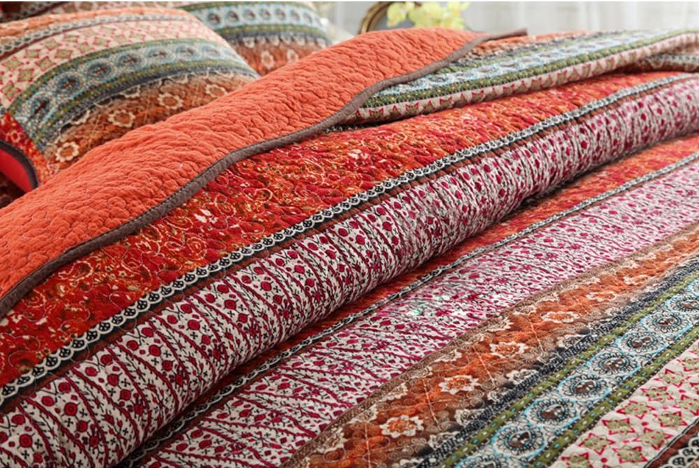 King Size Cotton Patchwork Bedspread Quilt Set L74154