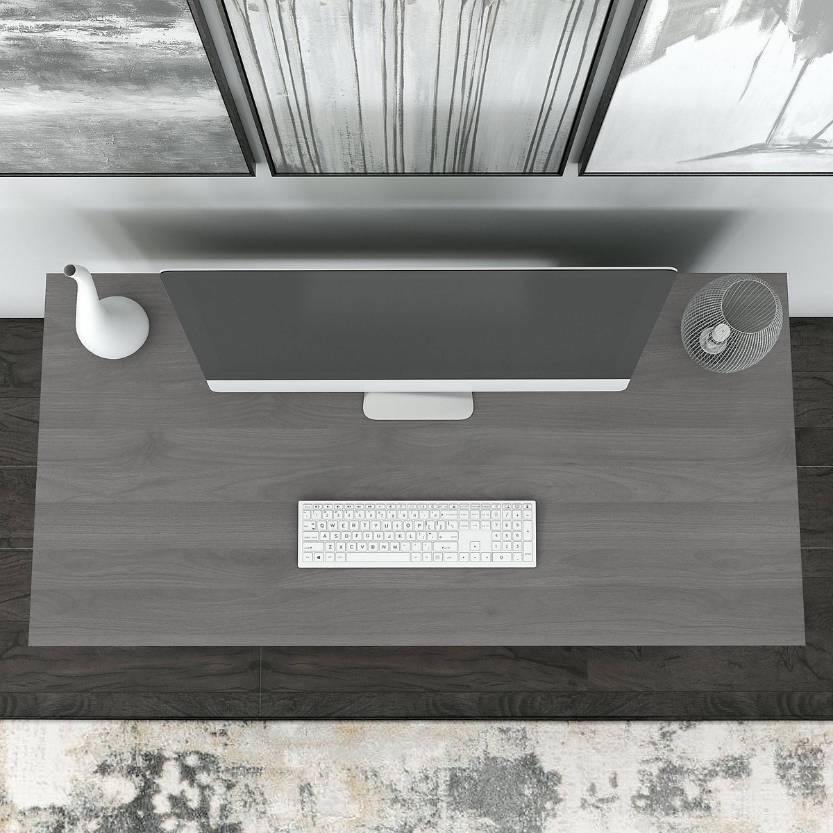 48W Writing Desk with Lateral File Cabinet Pure White X7953